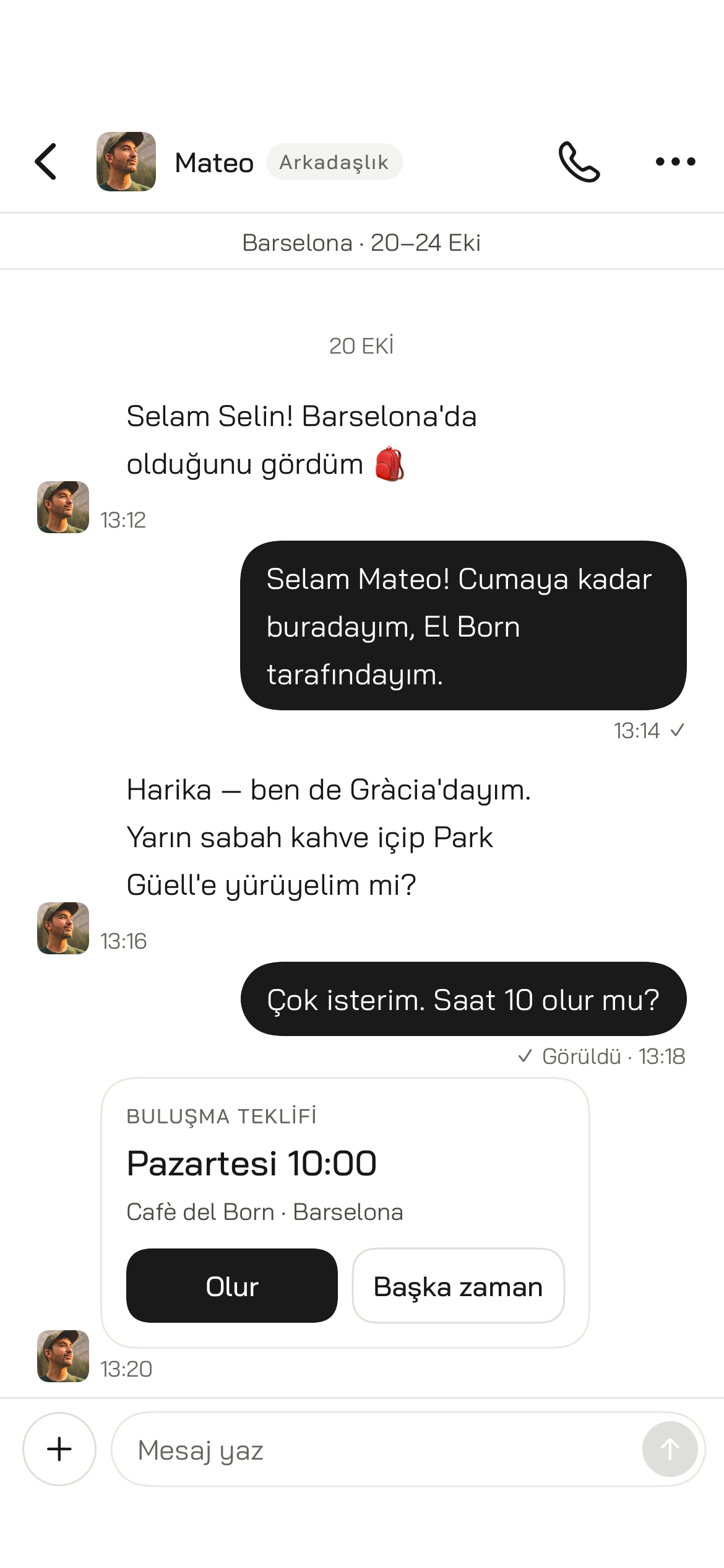 Mesajlar — Eşleştikten sonra yazış, sesli ara.